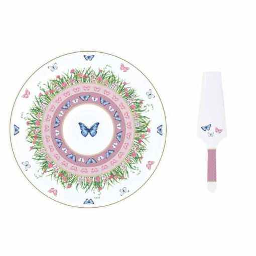 Spring Parade Cake Plate 32Cm & Slicer