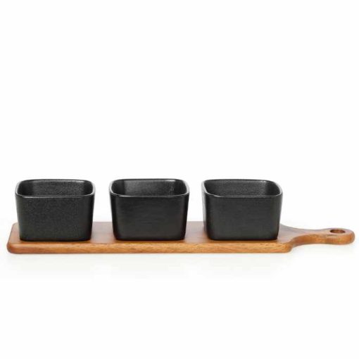 Acacia Bowl Set 3Pcs With Tray