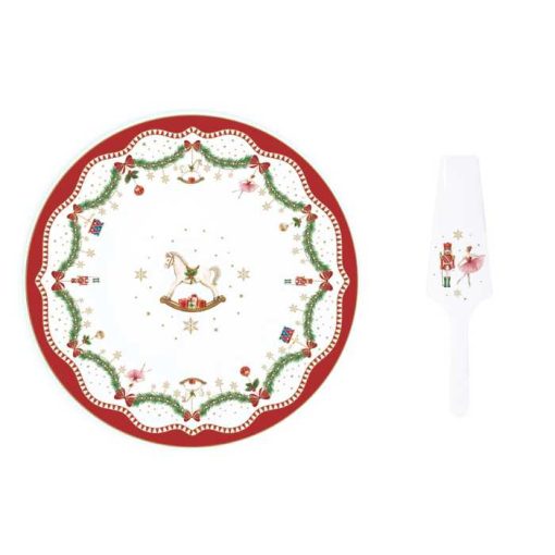 Magie De Noel Cake Plate 32Cm & Slicer